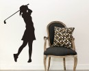 Girl Playing Golf Silhouette Modern Wall Art Sticker